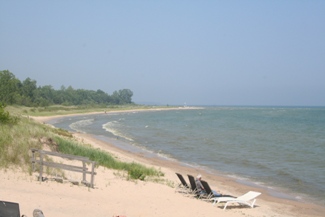 The lake view from the cabins in Door County.